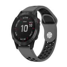 Per Garmin Fenix 6 Pro GPS 22mm Cinturino sportivo in silicone traspirante (grigio + nero)