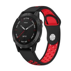 Per Garmin Fenix 6 Sapphire GPS 22mm Cinturino sportivo in silicone traspirante (nero + rosso)