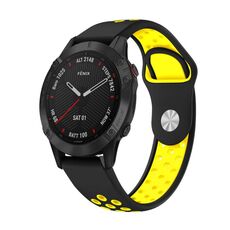 Per Garmin Fenix 6 Sapphire GPS 22mm Cinturino sportivo in silicone traspirante (nero + giallo)