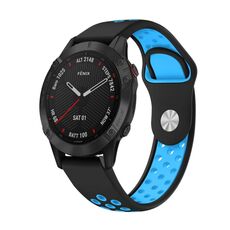 Per Garmin Fenix 6 Sapphire GPS 22mm Cinturino sportivo in silicone traspirante (nero + blu)