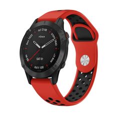 Per Garmin Fenix 6 Sapphire GPS 22mm Cinturino sportivo in silicone traspirante (rosso + nero)