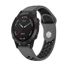 Per Garmin Fenix 6 Sapphire GPS 22mm Cinturino sportivo in silicone traspirante (grigio + nero)