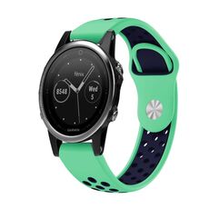 Per cinturino sportivo in silicone traspirante Garmin Fenix 5 22mm (verde menta + blu notte)