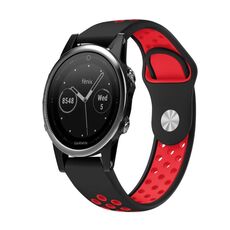 Per cinturino sportivo in silicone traspirante Garmin Fenix 5 22mm (nero + rosso)