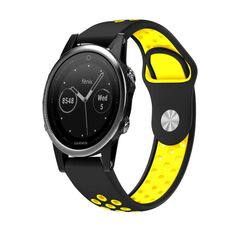 Per cinturino sportivo in silicone traspirante Garmin Fenix 5 22mm (nero + giallo)
