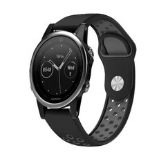 Per cinturino sportivo in silicone traspirante Garmin Fenix 5 22mm (nero + grigio)