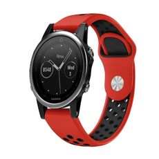 Per cinturino sportivo in silicone traspirante Garmin Fenix 5 22mm (rosso + nero)