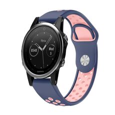 Per cinturino sportivo in silicone traspirante Garmin Fenix 5 22mm (blu notte + rosa)