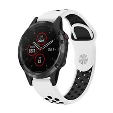 Per cinturino sportivo in silicone traspirante Garmin Fenix 5 Plus 22mm (bianco + nero)