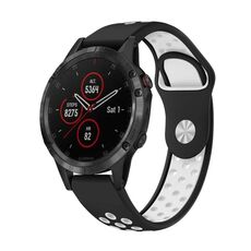 Per cinturino sportivo in silicone traspirante Garmin Fenix 5 Plus 22mm (nero + bianco)