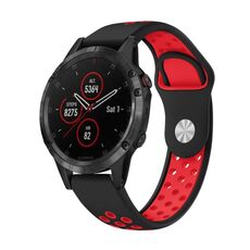 Per cinturino sportivo in silicone traspirante Garmin Fenix 5 Plus 22mm (nero + rosso)