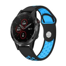 Per cinturino sportivo in silicone traspirante Garmin Fenix 5 Plus 22mm (nero + blu)