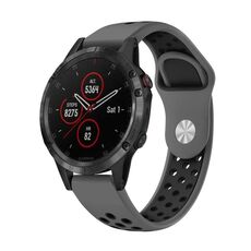 Per cinturino sportivo in silicone traspirante Garmin Fenix 5 Plus 22mm (grigio + nero)