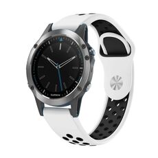 Per cinturino sportivo in silicone traspirante Garmin Quatix 5 22mm (bianco + nero)
