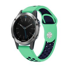 Per cinturino sportivo in silicone traspirante Garmin Quatix 5 22mm (verde menta + blu notte)