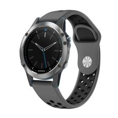 Per cinturino sportivo in silicone traspirante Garmin Quatix 5 22mm (grigio + nero)