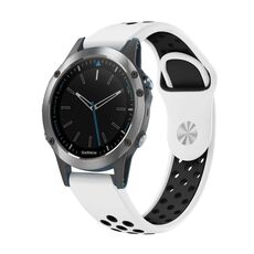 Per Garmin Quatix 5 Sapphire 22mm Cinturino sportivo in silicone traspirante (bianco + nero)