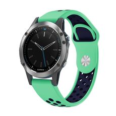 Per Garmin Quatix 5 Sapphire 22mm Cinturino sportivo in silicone traspirante (verde menta + blu notte)