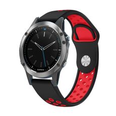 Per Garmin Quatix 5 Sapphire 22mm Cinturino sportivo in silicone traspirante (nero + rosso)