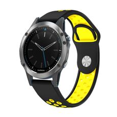 Per Garmin Quatix 5 Sapphire 22mm Cinturino sportivo in silicone traspirante (nero + giallo)