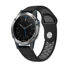 Per Garmin Quatix 5 Sapphire 22mm Cinturino sportivo in silicone traspirante (nero + grigio)