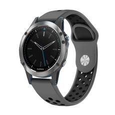 Per Garmin Quatix 5 Sapphire 22mm Cinturino sportivo in silicone traspirante (grigio + nero)