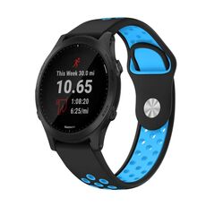 Per Garmin Forerunner 945 Cinturino sportivo in silicone traspirante da 22 mm (nero + blu)