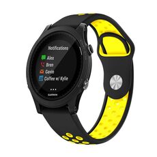 Per Garmin Forerunner 935 Cinturino sportivo in silicone traspirante da 22 mm (nero + giallo)