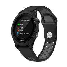 Per Garmin Forerunner 935 Cinturino sportivo in silicone traspirante da 22 mm (nero + grigio)
