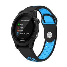 Per Garmin Forerunner 935 Cinturino sportivo in silicone traspirante da 22 mm (nero + blu)