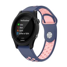 Per Garmin Forerunner 935 Cinturino sportivo in silicone traspirante da 22 mm (blu notte + rosa)