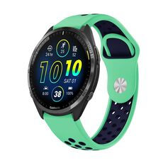 Per Garmin Forerunner 965 Cinturino sportivo in silicone traspirante da 22 mm (verde menta + blu notte)