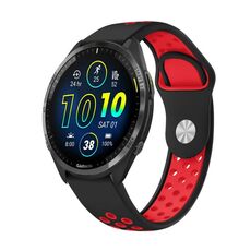 Per Garmin Forerunner 965 Cinturino sportivo in silicone traspirante da 22 mm (nero + rosso)