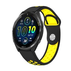 Per Garmin Forerunner 965 Cinturino sportivo in silicone traspirante da 22 mm (nero + giallo)