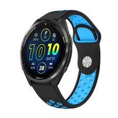 Per Garmin Forerunner 965 Cinturino sportivo in silicone traspirante da 22 mm (nero + blu)