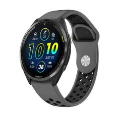 Per Garmin Forerunner 965 Cinturino sportivo in silicone traspirante da 22 mm (grigio + nero)