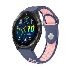 Per Garmin Forerunner 965 Cinturino sportivo in silicone traspirante da 22 mm (blu notte + rosa)