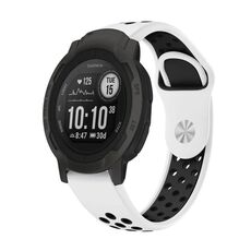 Per cinturino sportivo in silicone traspirante Garmin Instinct 2 22mm (bianco + nero)
