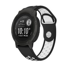 Per cinturino sportivo in silicone traspirante Garmin Instinct 2 22mm (nero + bianco)