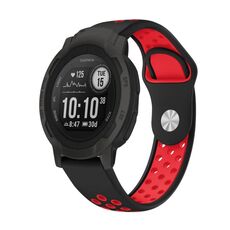 Per cinturino sportivo in silicone traspirante Garmin Instinct 2 22mm (nero + rosso)