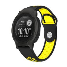 Per cinturino sportivo in silicone traspirante Garmin Instinct 2 22mm (nero + giallo)