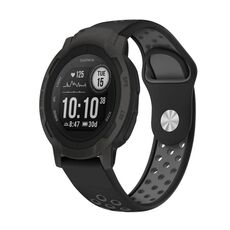 Per cinturino sportivo in silicone traspirante Garmin Instinct 2 22mm (nero + grigio)