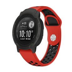 Per cinturino sportivo in silicone traspirante Garmin Instinct 2 22mm (rosso + nero)
