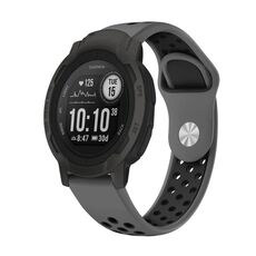 Per cinturino sportivo in silicone traspirante Garmin Instinct 2 22mm (grigio + nero)