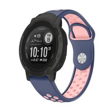 Per Garmin Instinct 2 Cinturino sportivo in silicone traspirante da 22 mm (blu notte + rosa)