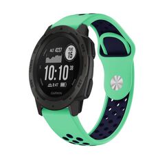 Per cinturino sportivo in silicone traspirante Garmin Instinct 22mm (verde menta + blu notte)
