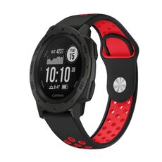 Per cinturino sportivo in silicone traspirante Garmin Instinct 22mm (nero + rosso)
