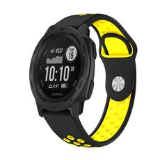 Per cinturino sportivo in silicone traspirante Garmin Instinct 22mm (nero + giallo)