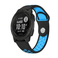 Per cinturino sportivo in silicone traspirante Garmin Instinct 22mm (nero + blu)