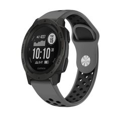 Per cinturino sportivo in silicone traspirante Garmin Instinct 22mm (grigio + nero)